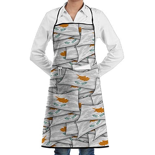 Cyprus Flag Wave Collage Funny Aprons Kitchen Aprons Work Aprons With Pockets, 28.3 X 20.8" Cute Apron For Cooking,Baking,Gardening,Crafting,BBQ