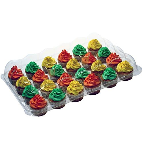 OccasionWise Premium Clear Large Cupcake Containers | 24 Regular Compartments | High Dome Boxes Great for High Topping Regular Cupcakes | with Detachable Lid | Sturdy &amp; Reusable | Set of 5