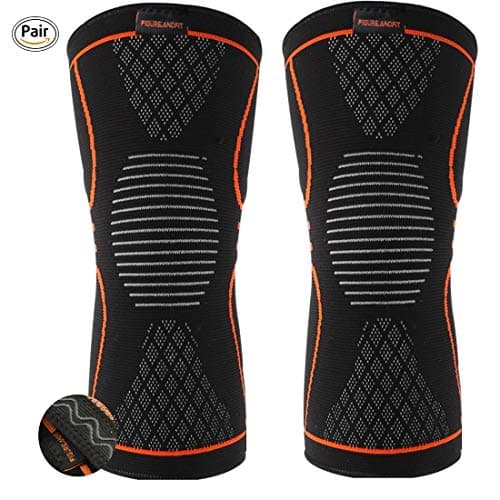 Figure And Fit Knee Support - Knee Compression Sleeve Support (1 Pair) - Knee Compression Sleeve - Anti Slip Knee Brace Super Elastic Breathable Knee Compression Sleeve Help Joint Pain Relief