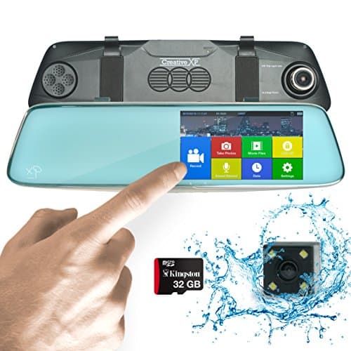 HD Front and Rear Dash Camera | 1296P Mirror Dash Cam Pro 13MP | 5” Touch Dual View Dashcam with SONY Night Vision, Backup Parking and Loop Recording | BONUS Hardwire Kit