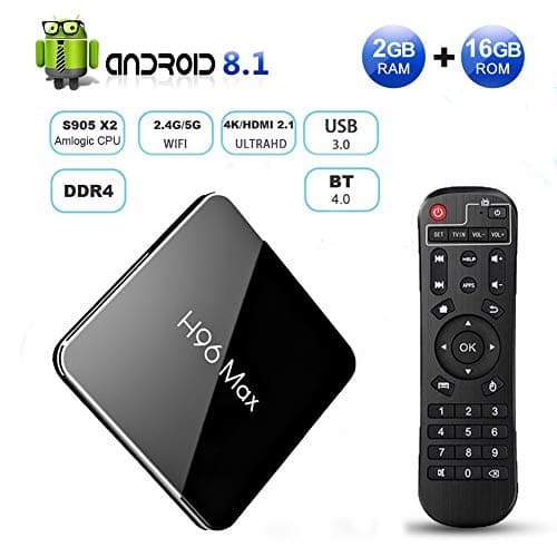 H96 Max X2 Android 8.1 TV Box 2GB DDR4 Ram 16GB ROM EstgoSZ 4K Smart Android Box Amlogic S905X2 CPU Support HDMI 2.1/H265 Decoding/Dual WiFi 2.4G 5.0G/100M Ethernet/BL/USB3.0 Android TV Box