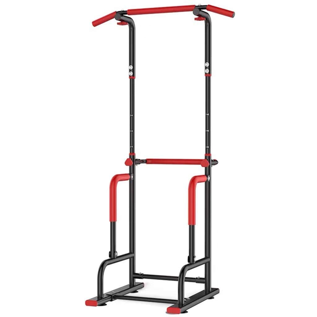 KFMJF Adjustable Multi Function Power Tower Stand Free Standing Dip Station Fitness Equipment Strength Training for Home Gym 260 Weight Capacity (Size : A-6 LEVELS-BLACK)