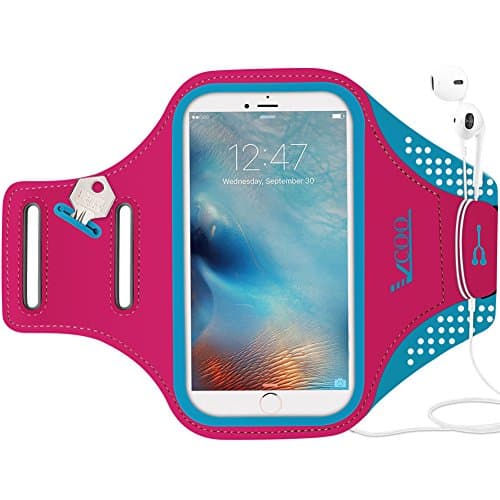 Workout Armband for iPhone 7 8 Plus, VCOO iPhone 6s/6 Plus Arm Band for Sports, Running Holder for Samsung Galaxy LG HTC Nokia Moto with 5.5 Inch Screen (Red)