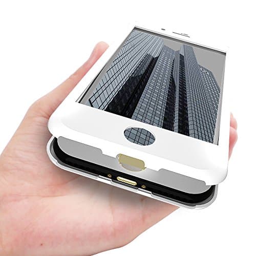 iPhone 7 Plus case, VPR Ultra Thin 360°Degree Full Body Protective Case with Metal Frame [Magnetic Adsorption Technology] [Tempered Glass Back] [Support Wireless Charging] for iPhone 7/8 Plus (White)