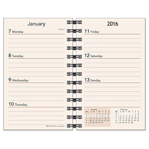 Preference Collection PD42WI Refill Wirebound For 2016 4 1/2" x 2 3/8" Ivory Planning Diary Weekly Ivory Paper