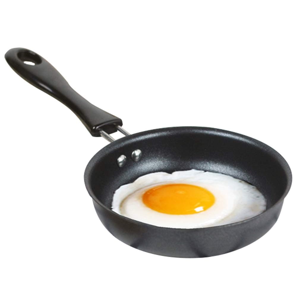 Nonstick Frying Pan, 4.7” Mini Size Round Fried Egg Omelette Breakfast Flat Bottom Pot, 12 cm Black