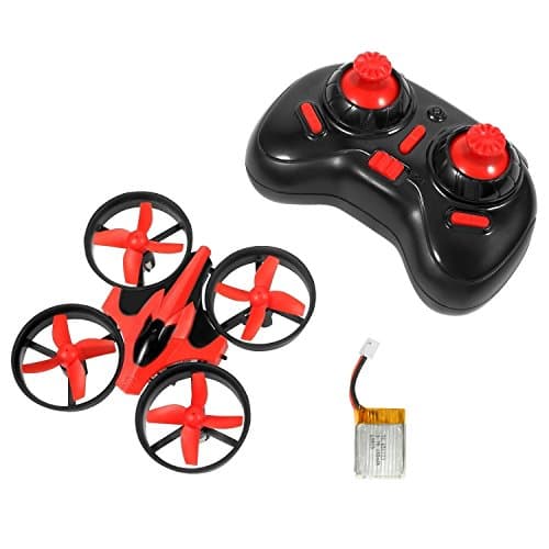 Hatunan Mini Quadcopter Top Selling Drone with Headless Mode RTF Helicopter UFO Drone with GYRO 2.4G 4CH 6 Axis AR Flying RC Copter with LED Lights, Remote Control and Wind Propeller - Red - Kids Toys
