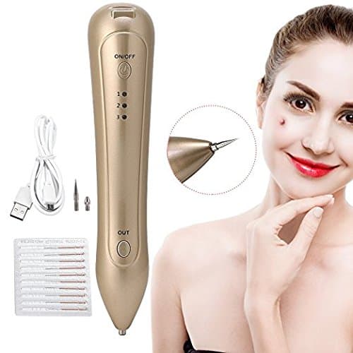 Portable Mole Removal Pen Mole Remover Pen Mole Eraser Plasma Pen Removal Pen for Spot Mole Tattoo Tag Nevus Freckles Dark Spot Birth Mark Skin Pigmentation Age Spots USB Charging No Bleeding (GOLD)