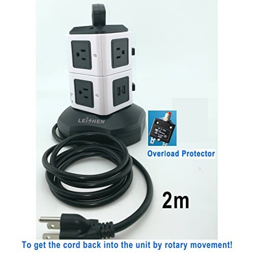 10a 2-Layer Electric Power Strip Universal Socket with charging usb ports for PC Laptops Mobile 16AWG 10 Outlet Plugs with 4 USB Slot 6.5ft UL Listed Cord Wire