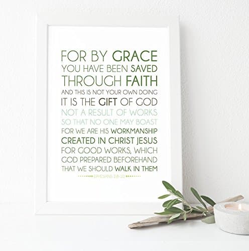 Bible Verse Print, Scripture Art : Ephesians 2:8-10