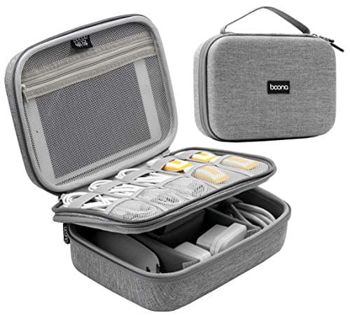 Boona EVA Oxford Fabric Waterproof iPad Organizer USB Data Cable Earphone Power Bank Travel Storaged Digital Gadget Bag (Dual,Grey)