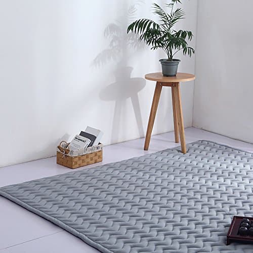 FenDie Solid Thick Play Floor Mat Cotton Blend Dark Gray Padded Infant Crawling Carpet for Kids Microfiber Filling Outdoor Picnic Mat with 75"x 79"