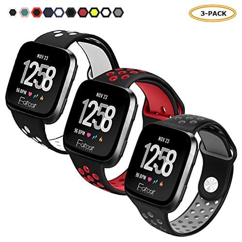FatcatBand Fitbit Versa Strap Bands, Easy Adjust Breathable with Ventilation Holes Soft Silicone Sport Replacement Accessory Bracelet Straps for Fitbit Versa Fitness Activity Wristband