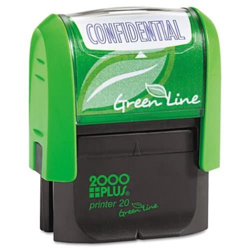 2000 PLUS Green Line Message Stamp, Confidential, 1 1/2 x 9/16, Blue, Sold as One Each
