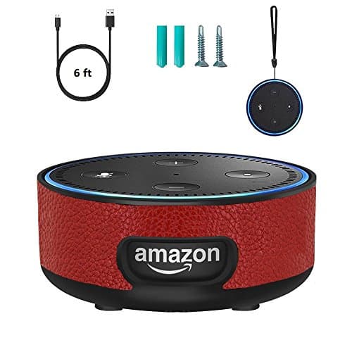 Accfun Protective Case Cover for Amazon Echo Dot 2, Stand Guard Holder/Wall Mount for Amazon Echo Dot 2, Fits Echo Dot 2nd Generation Only (Red)