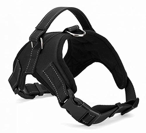 Kommii Dog Walking Control Harness No Pull Leash Nylon Strap Vest Collar Soft Flexible Size For Big Large Medium (XL, Black)