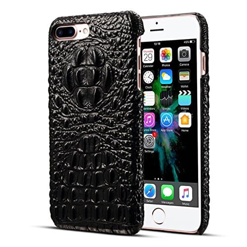 Ying ze IPhone 7 Plus Case Genuine Leather 3D Crocodile Back Protection For Apple IPhone 7 Plus 5.5 Inch (Black)