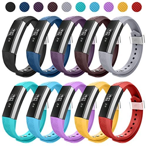 AIUNIT Compatible Fitbit Alta HR Bans, Replacement for Fitbit Alta Accessories Bands Alta HR Wristbands Small for Fitbit Alta Fitbit Ace Fitness Tracker Women Men Boys Girls, 10pack
