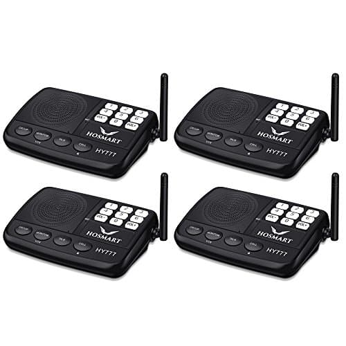 Wireless Intercom System Hosmart 1/2 Mile Long Range 7-Channel Security Wireless Intercom System for Home or Office (2019 New Version) [4 Stations Black]