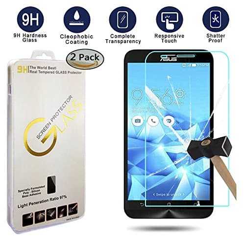 Asus ZenFone 2 Screen Protector [2 Pack], KYAL Glass Screen Protector- [Tempered Glass] 9H Hardness, Bubble Free, Extra thin Screen Protector for Asus ZenFone 2