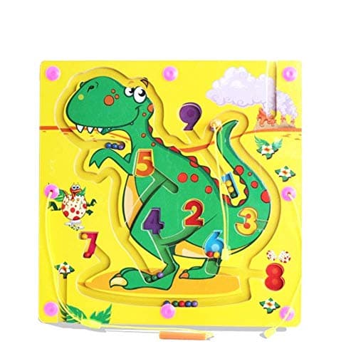 Gobus Beads Maze Puzzle Double Sided Labyrinth Reverse Flying Chess Educational Board Game Interactive Maze Toys (Dinosaur maze)