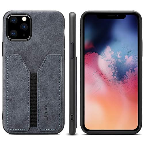 Slim Case for Apple iPhone 11 Pro 2019 5.8 inches,Credit Card Holder Shockproof Grey Thin Fashion Women Girl Men Soft PU Leather Slim Durable Shell Cover