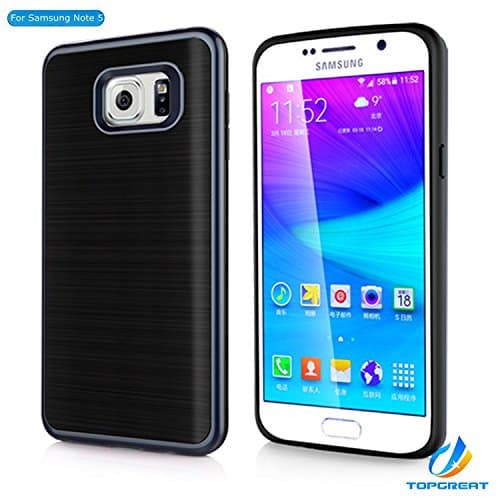 Samsung Note 5 case,Galaxy Note 5 case,TopGreat NEW Designed Shockproof Anti-scratches Brushed-metal Protective Case Cover [Gifts] For Samsung Galaxy Note 5,Girls,Boys,Kids,Man,Women (Navy Blue)