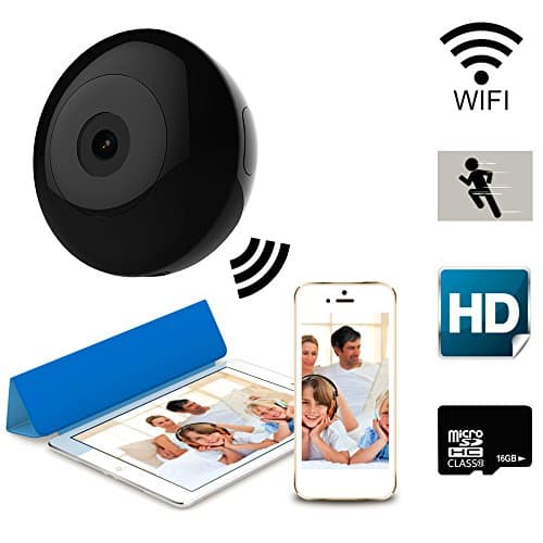 Eleshroom Mini Wifi Camera, Home Security &amp; Surveillance System HD IP Camera Baby Monitor Pet Nanny Camera Video Recorder w/ 16G TF Card, Support Night Vision and Motion Detection, Black