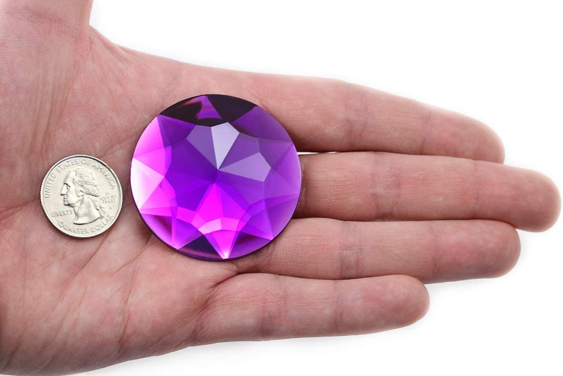 50mm Extra Large Flat Back Round Acrylic Rhinestones Plastic Circle Gems for Costume Making Cosplay Jewels Pro Grade Embelishments - 4 Pieces (Purple Amethyst H105)