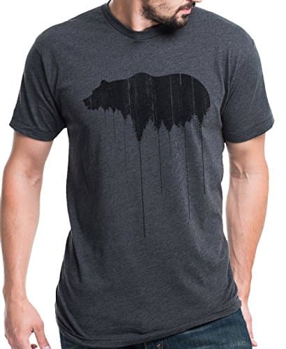 Graphic Tees By Black Lantern – Screen Printed Cotton Poly Blend Short Sleeve Shirt, Bear Above Tree Line Design (Sizes S-XXL)