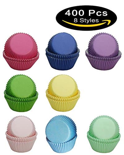 Cupcake Liners SophieBella 400-Count Mixed-8-Solid-Color Standard Paper-Baking-Cups