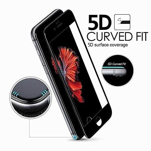 Tingtong Full Glue, Full Coverage Edge-to-Edge 5D Tempered Glass Screen Protector for Apple iPhone 7/8/SE 2020 (Black)