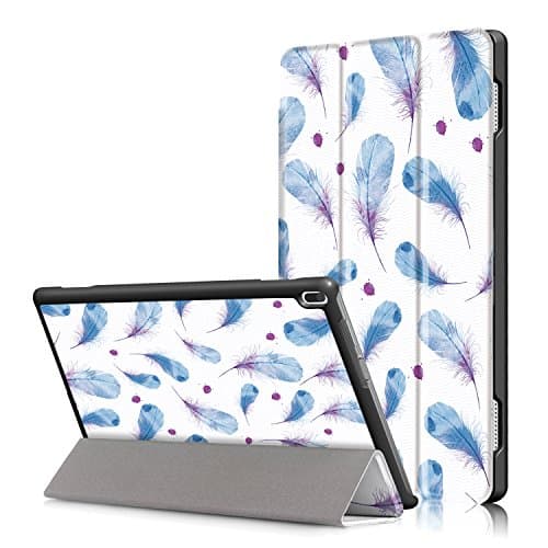 Lenovo Tab4 10 Case, [SlimShell] Tri-floding Hard Armor Case PU Leather Rotating Cover with Flip Folio Case with Auto Sleep/Wake Up Shell for Lenovo Tab4 10" Tablet 2017 Release (Feather)