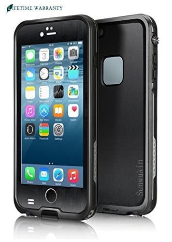 Sunwukin Cases for iPhone 6s Plus Waterproof Case , Dot Series IP68 6.6Ft 2M Depth Under Water Proof Shockproof Dustproof Snowproof Protective Cover for iPhone 6 Plus - Black