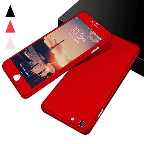 iPhone 6 Case , iPhone 6S Case,HonKzi Ultra-Thin 360 Full Body Protection Hard Slim Case Cover with Tempered Glass Screen Protector for Apple iPhone 6 /6S 4.7Inch) - Red