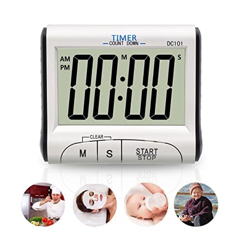 Cooking Timer by Fliiners Digital Kitchen Timer with Large Display Countdown Up Timer Clock, Loud Sounding Alarm, Strong Magnetic Backing, Retractable Stand