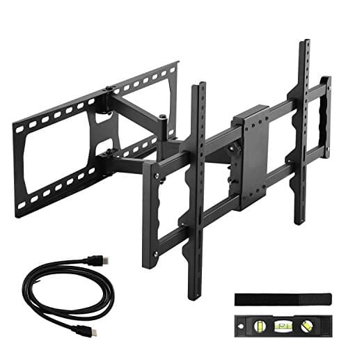 TV Wall Mount Bracket Full Motion Single Articulating Arm for most 32-65 Inch LED, LCD, OLED, Flat Screen,Plasma TVs up to VESA 600x400mm with Tilt, Swivel Includes HDMI Cable