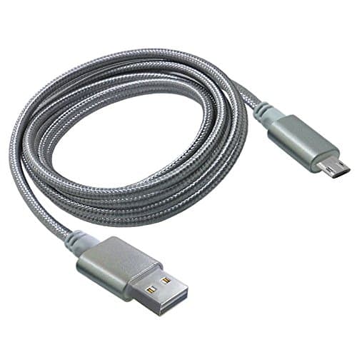 Cbus Wireless Reversible Micro USB Cable in Nylon Braided Jacket 3.3 Feet - Metallic Gray
