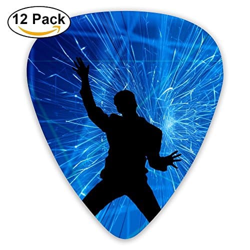 TCHten Silhouette Men Guitar Picks 12 Pack Set Celluloid Medium Paddles Plectrums 0.46mm/0.71mm/0.96mm Instruments Bass For Guitarist Players