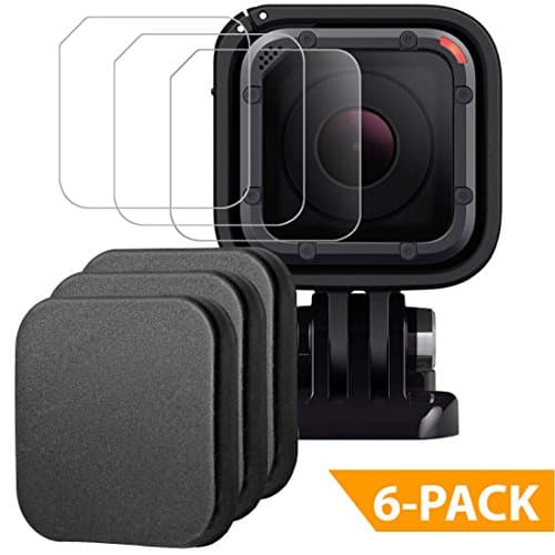 GoPro Hero 4 / 5 Session Lens Protector Set [6 Pack] - Tempered Glass (3) + Clip-on Caps (3)
