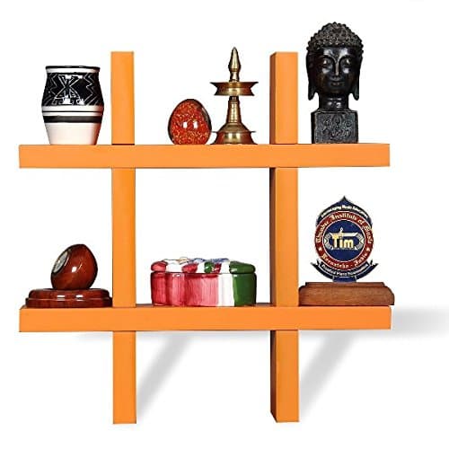 Onlineshoppee MDF Wall Decor Rack Shelf (Orange)