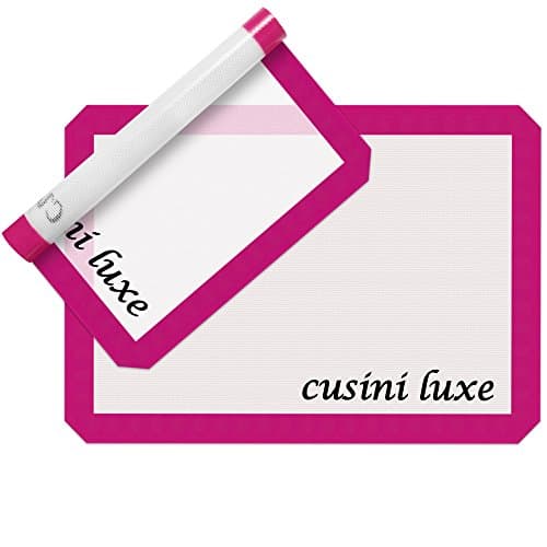 Silicone Baking Mat by Cusini Luxe - 2 Sheet Set in Pink, Professional Grade Non-stick Cookie Liner for Bake Pans. The Ultimate size -  16.5 x 11.5 inches. Oven, Microwave, Freezer & Dishwasher Safe