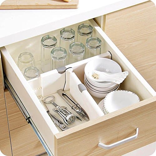 Loti Houseware Adjustable Organizer/Expandable Drawer Divider For Clutter Free Kitchen Bathroom Bedroom Dresser Drawers - Short