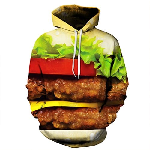 Timeiya Men's Cotton Blend Hooded Sweatshirt Pullover Hamburger Pattern
