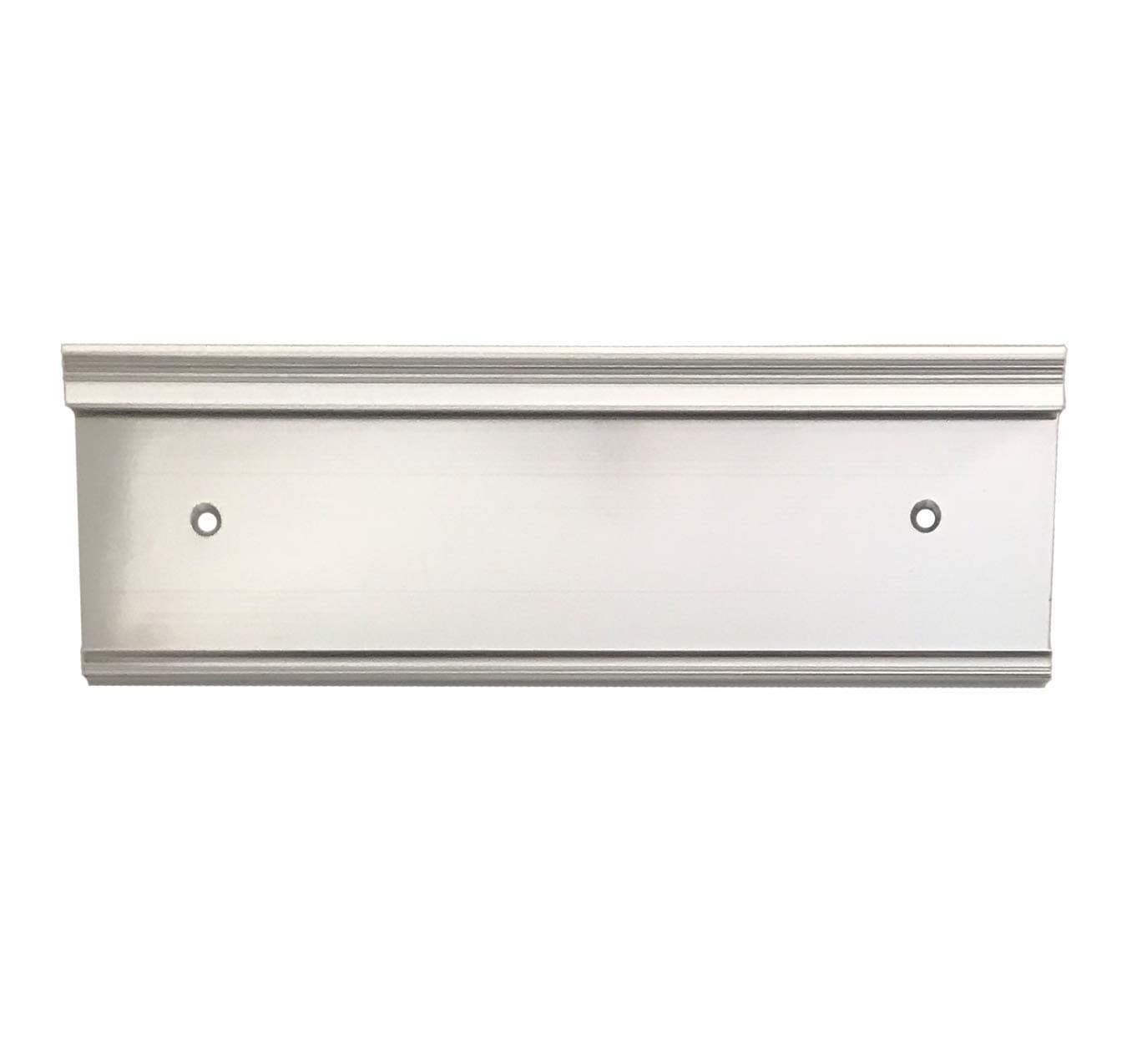 Modern Nameplate Holder - Wall or Door - with Clear Plastic Insert - 8 x 2 - Made in The USA! (Polished Silver)