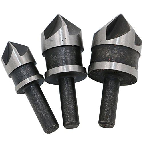 Here4Tool HT23016 3pcs 90 Degree 5-Flute Chamfering Cutter Set (Round Shank)