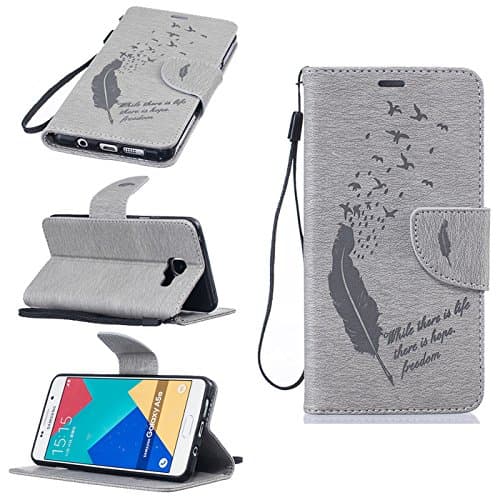 A5 2016 Case, Ngift [Gray] [Cats and tree] [Kickstand] Pattern Premium PU Leather Wallet [Card/Cash Slots] Flip Cover for Samsung Galaxy A5 2016