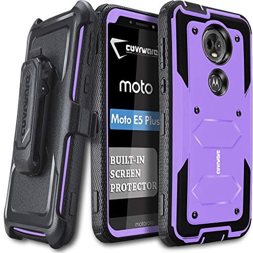Moto E5 Plus / E5 Supra Case, COVRWARE [ Aegis Series ] Case with Built-in [Screen Protector] Heavy Duty Full-Body Rugged Holster Armor Case [Belt Swivel Clip][Kickstand], Light Purple