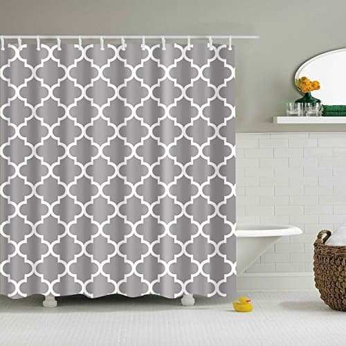 LIYAXUN Grey Square Grid Originality Personalized Polyester Digital Printing Shower Curtain,71" W x 79" L(One Panel)