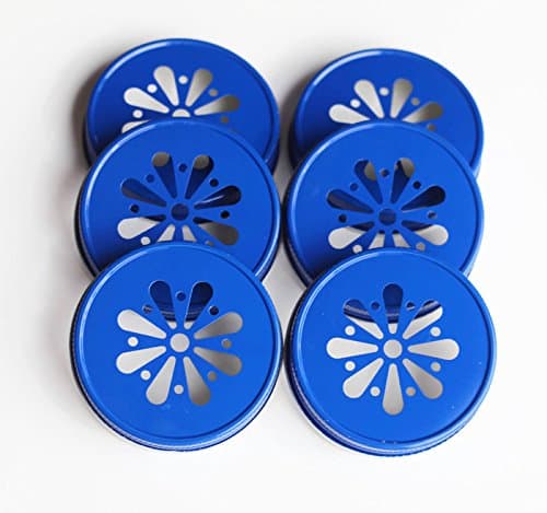 More Sprinkled Joy Mason Jar Lids (6 pack), Daisy Designed Lid- Cobalt Blue
